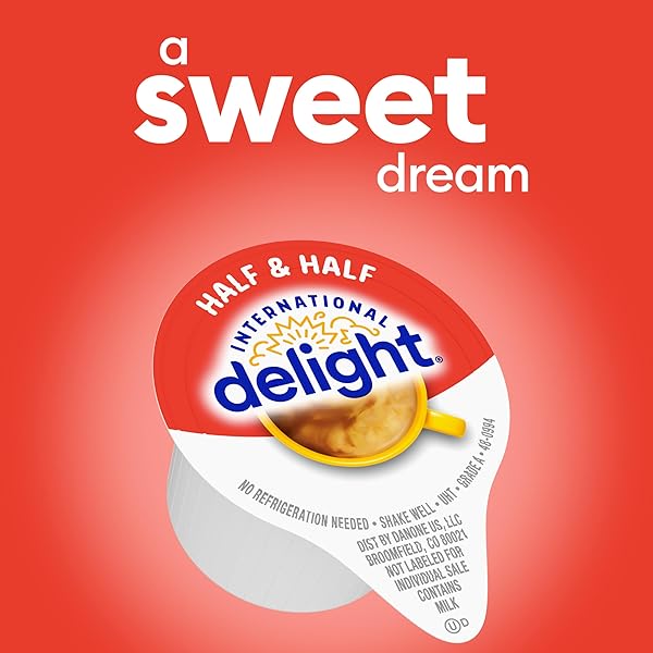 INTERNATIONAL DELIGHT COFFEE CREAMER SINGLES, HALF & HALF, SHELF STABLE FLAVORED CREAMER, 384 CT, 0.44 FL OZ, PRE-PORTIONED CREAMERS