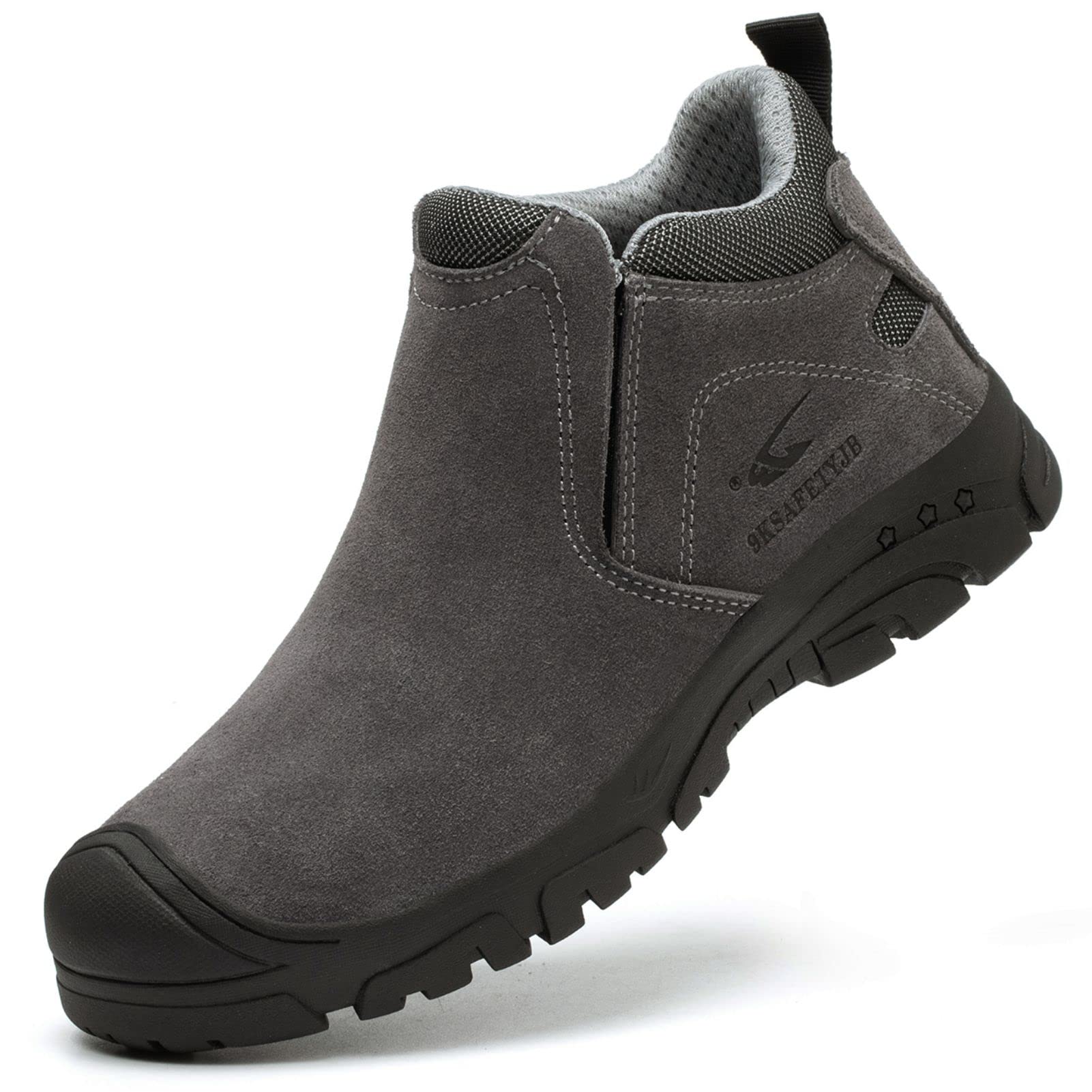 Photo 1 of R-Win Work Boots Non Metal Composite Toe Cap Boots Suede Leather Slip on Welding Boots Safety Construction Industrial Insulated Shoe Grey