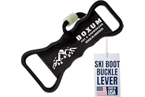 Boxum Ski Boot Buckle Assist Tool - Fiberglass Reinforced Lever Accessory for Easy Adjustments with Built-in Boot Carrier Str