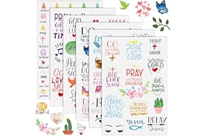 Laumoi 48 Sheet 1419 Pieces Christian Bible Stickers Motivation Scripture Planner Journaling Sticker Devotional Encouragement Notes Goals Planner Reminder Bible Accessories Sunday Fun Day, 16 Styles