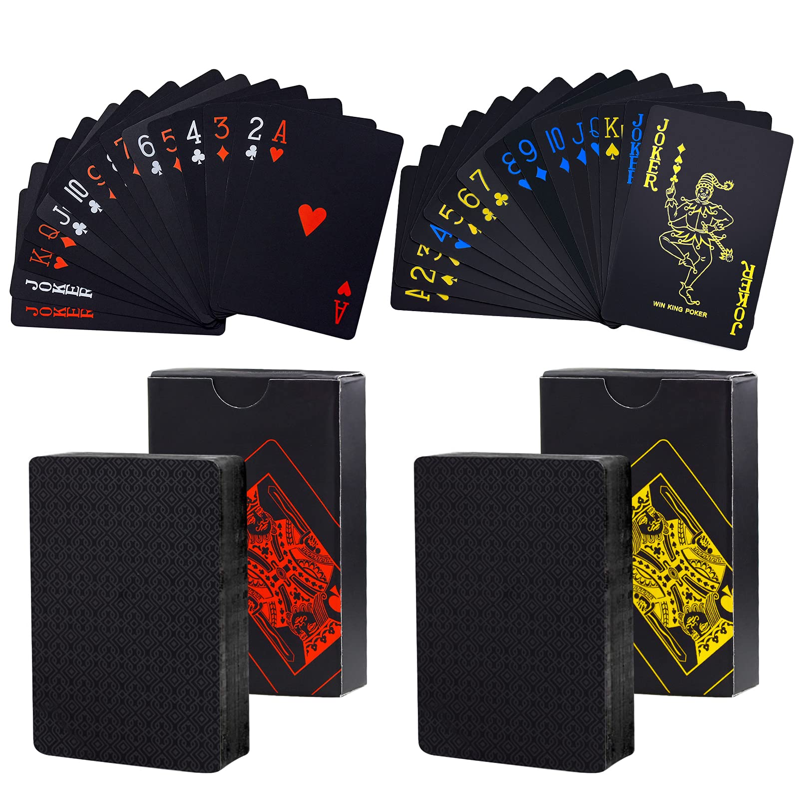 Nerissa 2 Pack Waterproof Playing Cards Poker Cards Classic Magic Tool Super Waterproof PVC Deck for Card Players and Family Parties