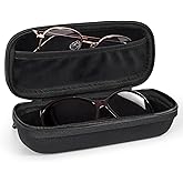 WOMACO Double Glasses Case, Hard Shell Travel Sunglasses Organizer with Carabiner Clip, Dual Eyeglass Holder for Men Women