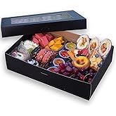 ganfaner Black Cardboard Grazing Box, 8 PCS Outdoor Platter Serving Box w/Clear Lid for 5-8 People To Go, Stably Filled Disposable Catering Trays w/Lid for Food Take Out (15"x10"x3.5")