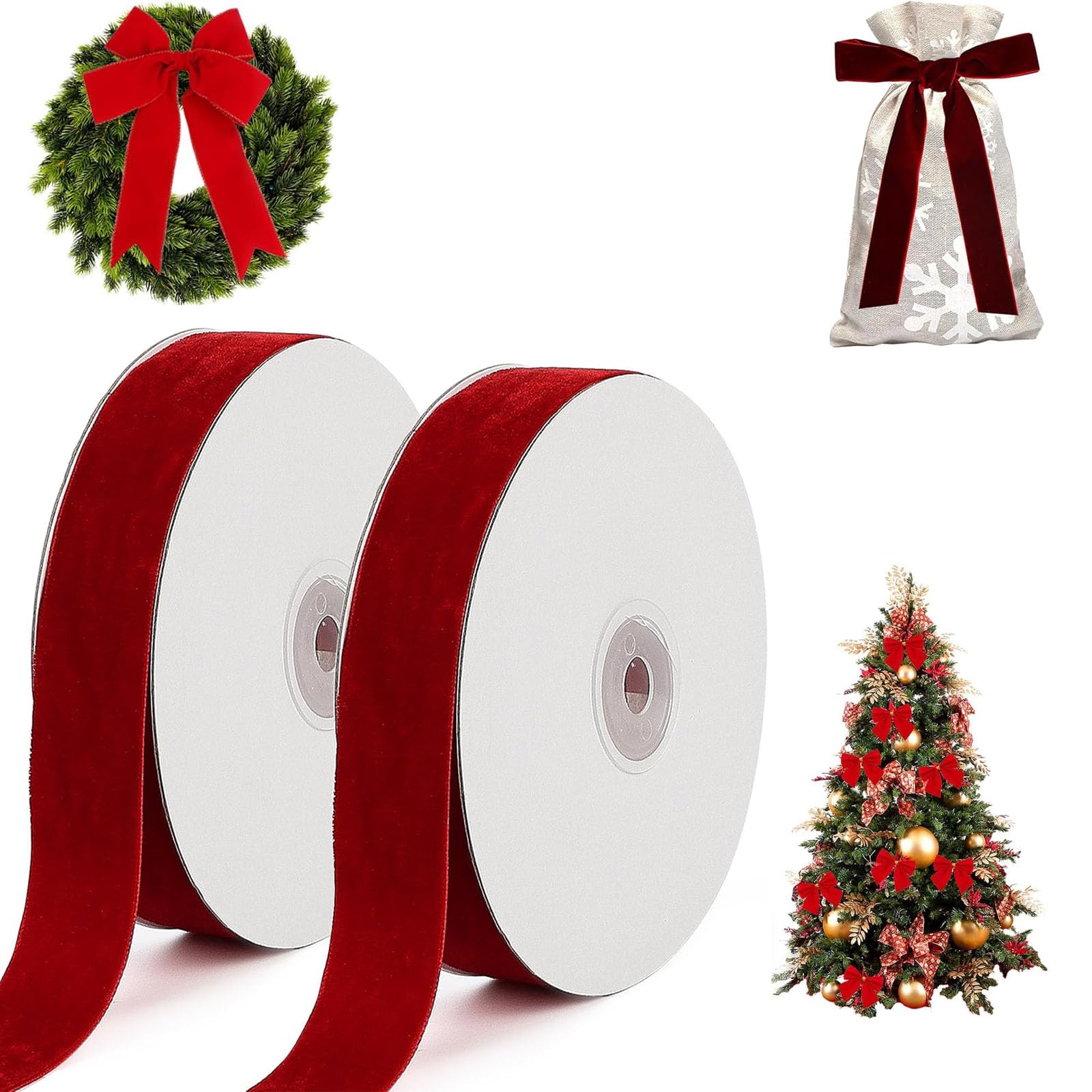Velvet Ribbon, 25mm X 18m Red Velvet Ribbon, Red Ribbons for Gift Wrapping, Used for Gift Packaging, Floral Wreath Decoration, and Bow Making, Suitable for Families and Gift Shops