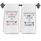Elefeltclave Promoted to Grandma and Grandpa Kitchen Towels,Grandma and Grandpa Pregnancy Announcement Dish Tea Towels,New Grandparents Gifts Hand Towel for Kitchen Bathroom,16x24 Inch Set of 2
