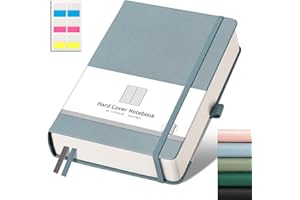 AHGXG Lined Journal Notebook for Work, A5 College Ruled Notebook with 320 Numbered Pages 100 GSM Thick Paper, Hardcover Leath