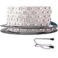 SVFISHKK WS2812B LED Strip Individual Addressable Light 16.4FT 60Pixels/m 300Pixels Dream Color SMD 5050 LED Pixel RGB Strip Non-Waterproof DC5V (White PCB)