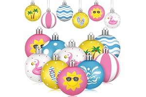 HyDren 40 Pcs Summer Tree Ornaments Spring Summer Hanging Tree Decorations Coconut Dot Wave Stripe Flamingo Ornaments Tropical Party Decor for Home Luau Holiday Decorative Supplies
