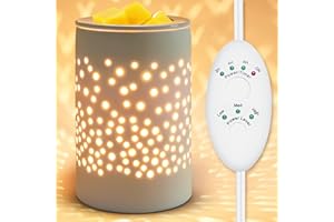 BOBOLYN Wax Melts Candle Warmer Burner - Ceramic Electric Candle Waxing Warmer Wax Melter Timer Adjust Fragrance Intensity Auto Shut Off for Scented Wax Tart Cube Aromatherapy Home Office Bedroom Decor Gifts