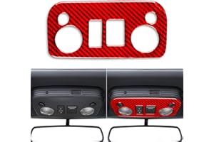 PJFUS Real 3K Red Carbon Fiber Car Front Roof Reading Light Control Panel with Sunroof Switch Button Sticker Auto Interior Accessories Compatible with Ford Mustang 2015 2016 2017 2018 2019 2020