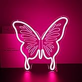 Gdbkabf Neon Sign, Butterfly Neon Signs for Wall Decor - Pink LED Signs for Bedroom, Home, Party, Club - USB Powered Light Up Sign Decorations