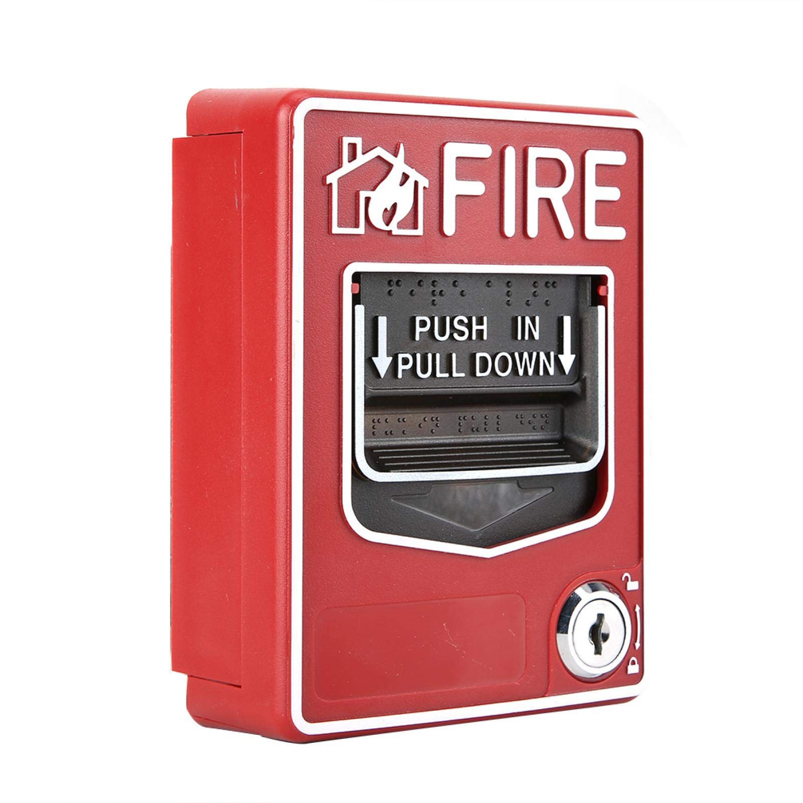 Archuu Fire Lite Alarms, Dual Action Manual Pull Station Fire Alarm Horn Siren Alarm Button with Key for Home Office Hotel Restaurant, default