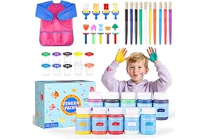 TMOL Washable Finger Paint for Toddlers, 40 PCS Non-Toxic Finger Paints, 10 Vibrant Colors (2fl oz), Baby Paint for Hand and Feet, Safe Art Supplies, Early Learning Gifts for Kids Age 3+