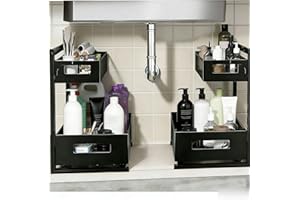 Under Sink Organizer,Slide Out Pull Out Cabinet Organizer for Kitchen, Metal Under Sink Organizers and Storage for Home, Kitc