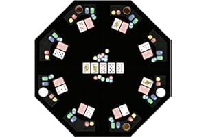 YUZPKRSI 48 Inch Foldable Poker Table Top for 8 Players, Octagon Poker Table Topper with Chips Tray & Cup Holders, Professional Texas Hold’em Poker Table Mat Layout with Carrying Bag for Card Casino Games