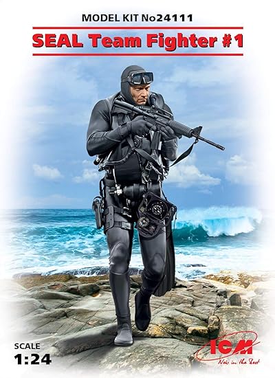 Amazon Com Icm 1 24 Scale S E A L Team Fighter 1 Plastic Figures Model Building Kit 24111 Toys Games