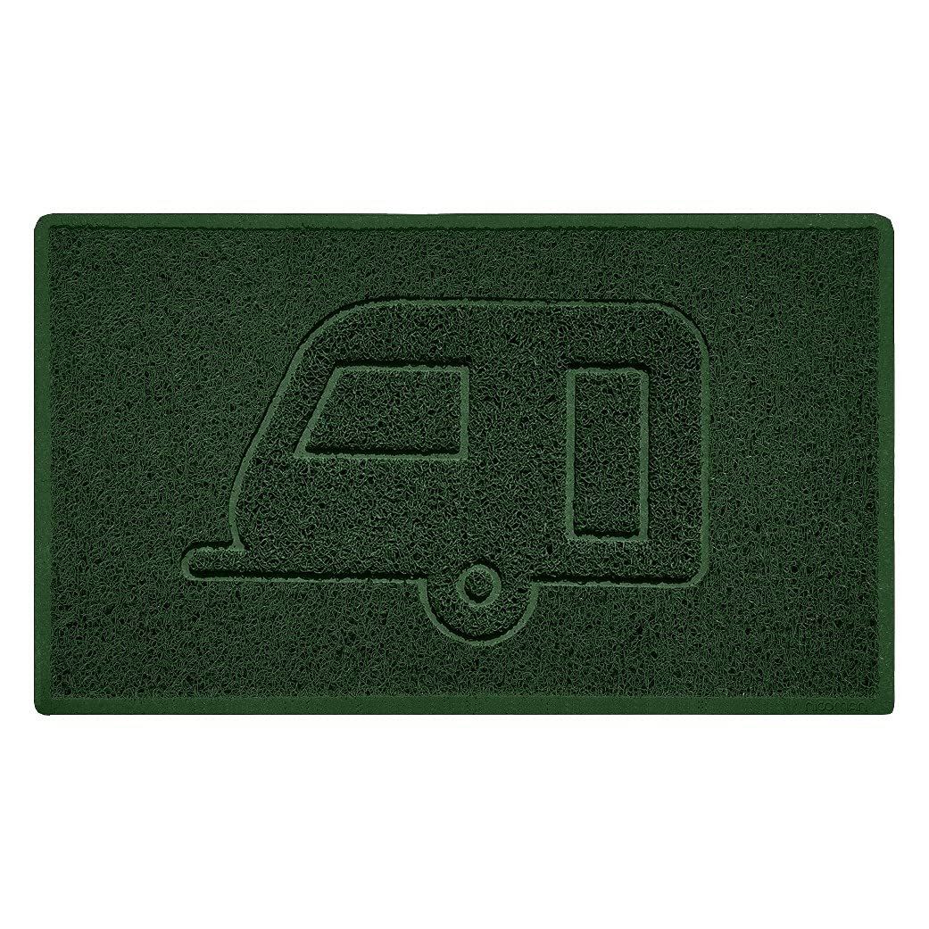 Nicoman CARAVAN Embossed Shape Door Mat Dirt-Trapper Washable Barrier Doormat-(Use Indoor or Sheltered Outdoor)-(75x44cm/29.5x17.3inches,Medium) Green