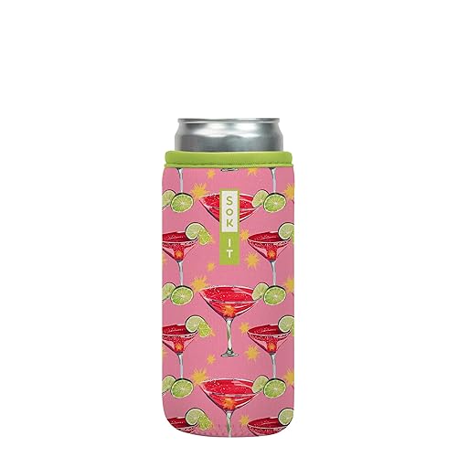 Sok It CanSok Sleeve for Beer & Soda Insulated Neoprene Cover (Lime After Lime, 12oz Slim Can Sleeve)