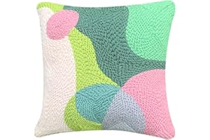 WOOL QUEEN Hand U Journey Punch Needle Throw Pillow DIY Kit Landscape/Sunrise Rug Pattern Printed 16X16 Inch, Needlework Gifts - Frame Not Included