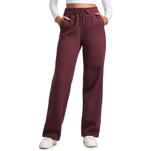 Tumotour Sweatpants For Women Elastic High Waisted Wide Leg Trousers Pockets Casual Solid Color Athletic Fit Lounge Joggers Pants