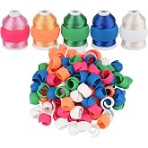 Simthread 100pcs Upgraded Thread Holder/Spool Huggers | Compatible with Larger spools- Keep Thread Spool Neat&amp;Organized for Sewing and Embroidery Machine Thread Spools