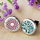 RoyAroma 2PCS 30mm Car Aromatherapy Essential Oil Diffuser Stainless Steel Locket Air Freshener with Vent Clip 12 Felt Pads