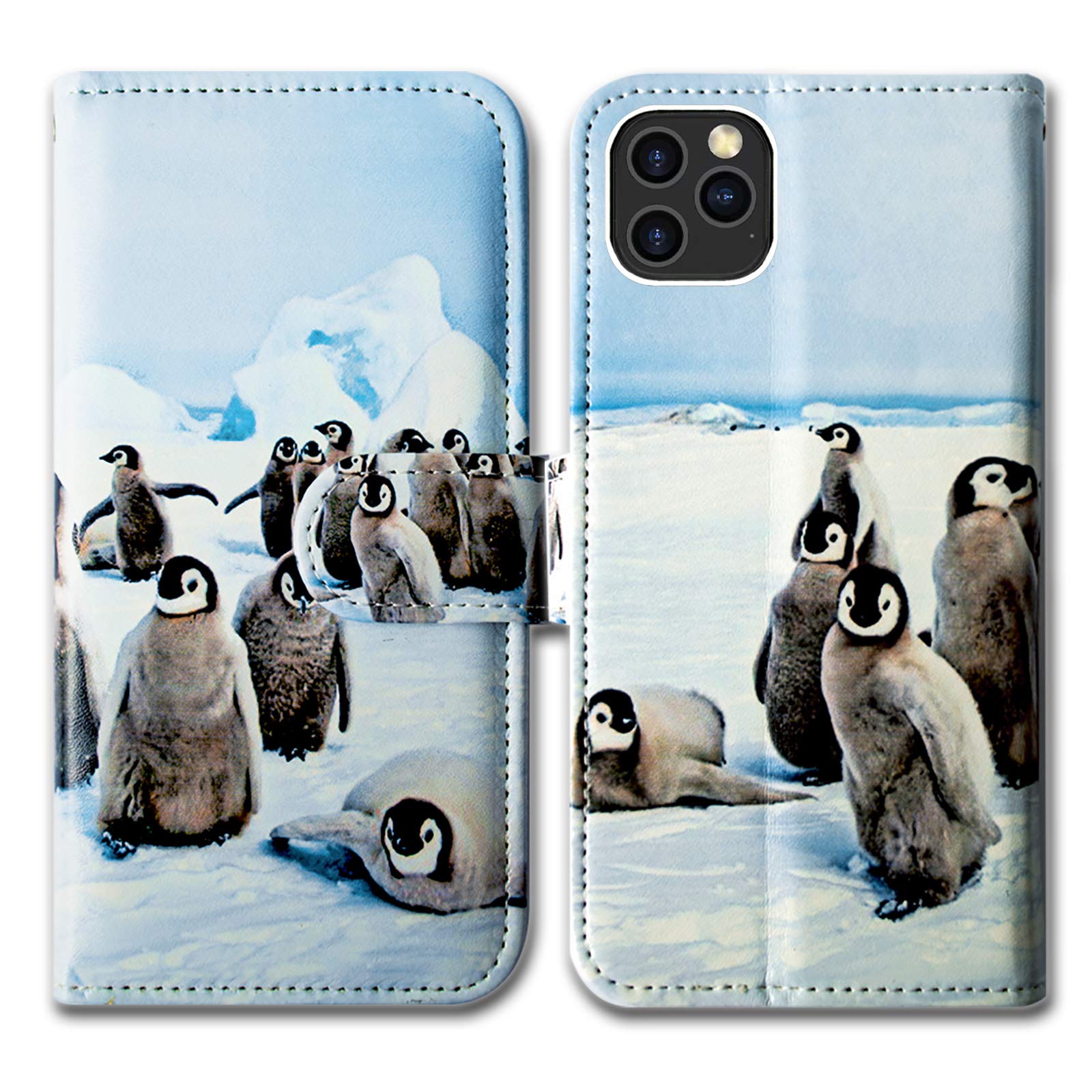 Bcov iPhone 12 Pro Max Case, Cute Playing Penguin Leather Flip Wallet Case Cover with Card Slot Holder Kickstand For iPhone 12 Pro Max