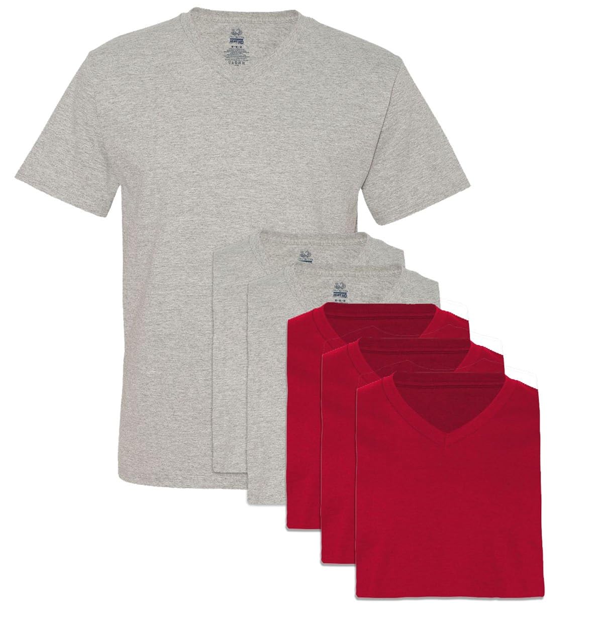 Fruit of the Loom Men's 6 Pack VNeck TShirt, 3 Athletic Heather / 3