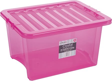 35 LITRE TINT PINK PLASTIC STORAGE BOX AND LID X 5 BOXES: Amazon.co.uk