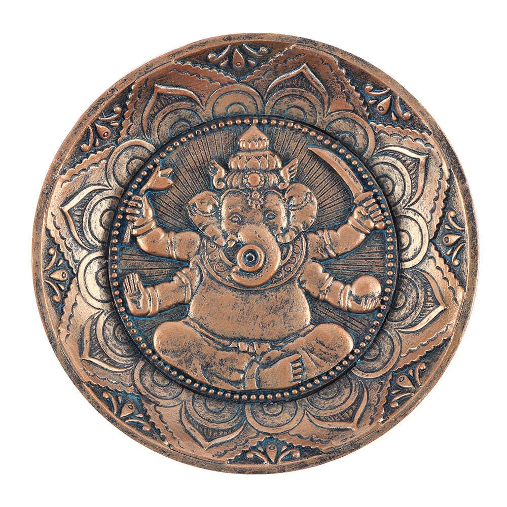 something different IN_22638 Incense Holder Plate | Ganesh | 1pc. 218g, Brown,H2.5cm x W12.5cm x D12.5cm