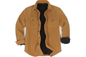 ZENTHACE Men's Warm Sherpa Lined Fleece Plaid Flannel Shirt Jacket(All Sherpa Fleece Lined)