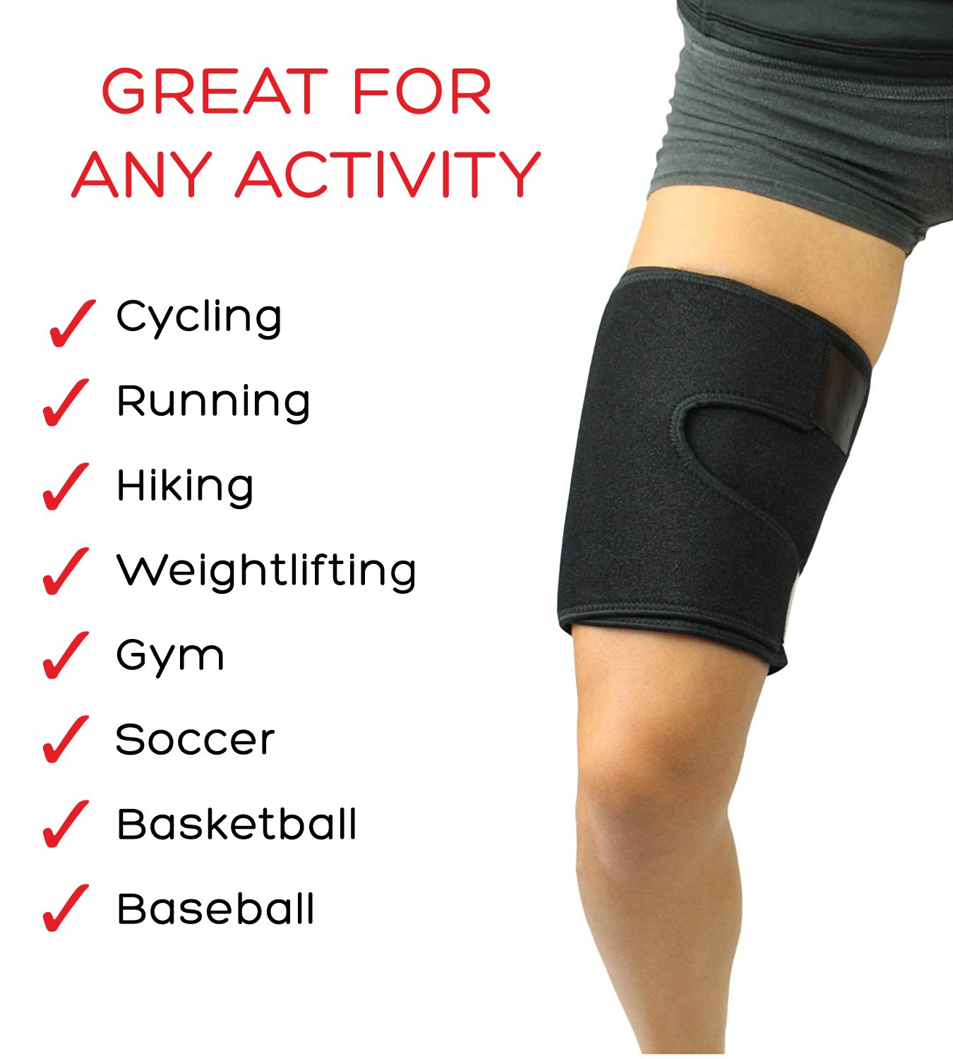 Stone and Clark Adjustable Thigh Brace Support - Non-Slip, Breathable Neoprene Compression Wrap for Men and Women (S/M(41-66)) - Image 3