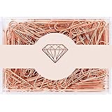 MultiBey Rose Gold Paper Clips Non-skid Smooth Finish Steel Wire Medium and Large Size 200pcs/28mm 70pcs/50mm (28mm)