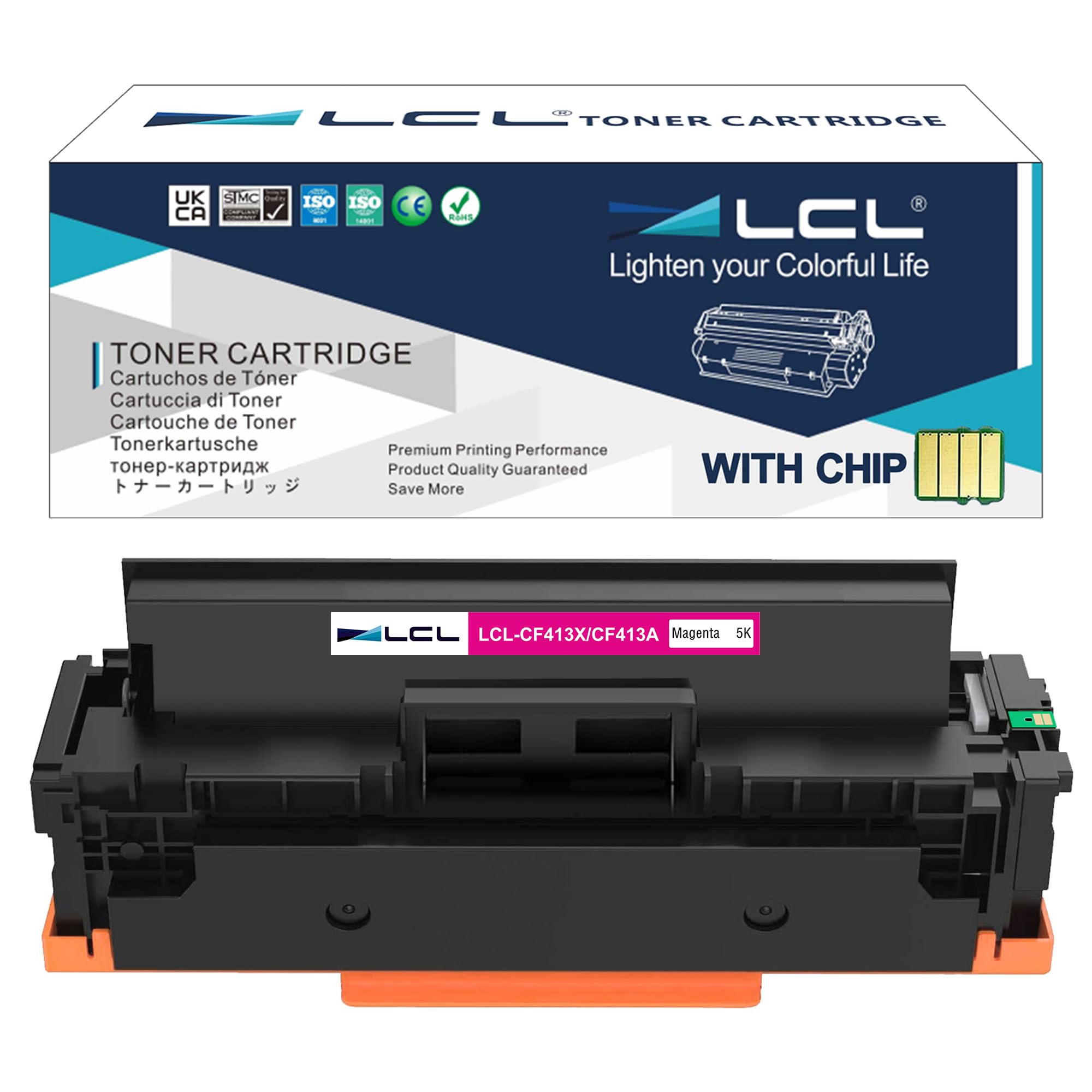 LCL Compatible Toner Cartridge 410A 410X CF413A CF413X 5000 Pages (1-Pack Magenta) Replacement for HP Color LaserJet Pro MFP M477fnw MFP M477fdn MFP M477fdnwMFP M452dn MFP M452dw MFP M452nw MFP M377dw