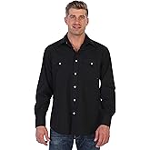 Gioberti Men’s Solid Long Sleeve Western Shirt with Pearl Snap-on Buttons