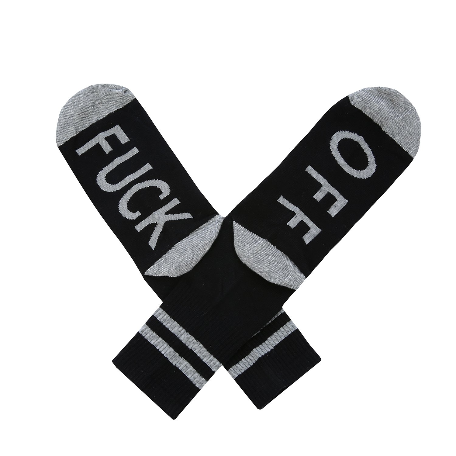 Chuanqi Womens Funny Saying Socks Fuck Off Half Crew Cotton Letter Printed Ribbed Knit Socks