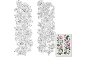 Flower Clear Stamps for Card Making, Leaves Flower Frame Background Transparent Silicone Clear Rubber Stamp Seal for Holiday 