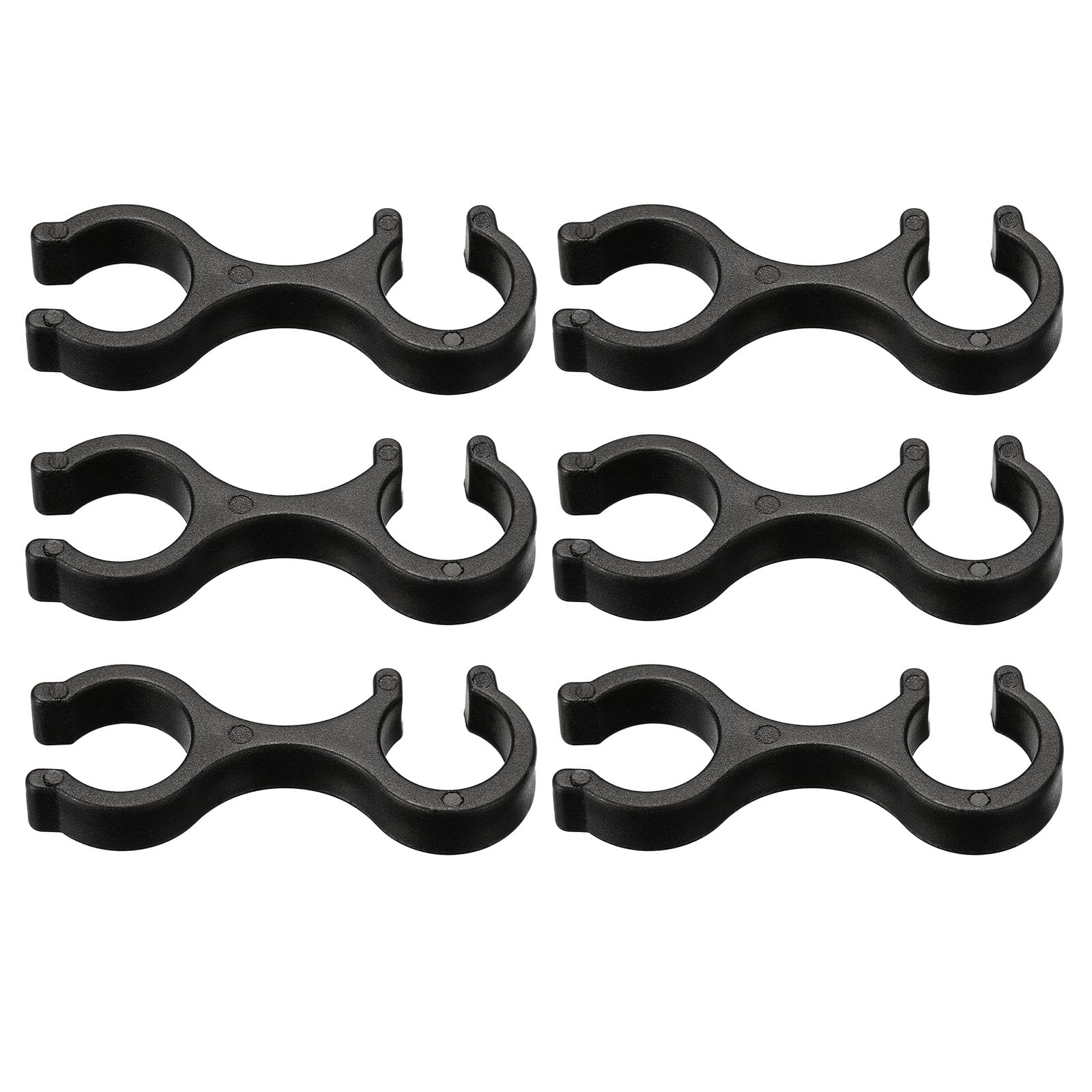 M METERXITY 6 Pack Trekking Pole Clips - Trekking Pole Tips, Double Rod Buckle Connector, Apply to Outdoor Hiking Camping (0.53 Inch, 0.57 Inch Hole Dia, Black)