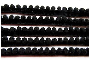 YYCRAFT 10 Yards 3/8" Wide Tiny Pom Pom Ball Fringe Trim DIY Craft Sewing Accessory for Home Curtain Clothes Pillow Decoration(pom Size 5mm,Black)