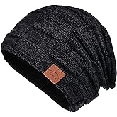 meioro Slouchy Beanie Hat for Men Women Warm Winter Hats Soft Fleece Lined Beanies Knit Thick Unisex Skull Cap