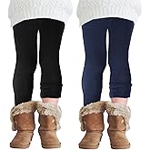 Chuarry 2 Pcs Girl's Winter Fleece Pants Lined Warm Full Length Basic Thick Pants for Kid Toddler