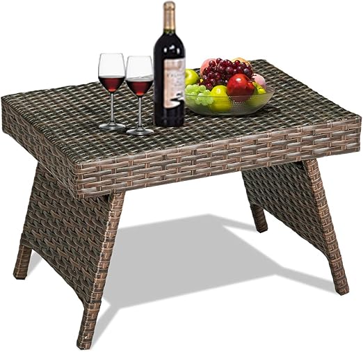 Garden Patio Tables Garden Furniture Glass Top Side Table Patio Rattan Foldable Drinks Coffee Black Garden Patio Tallergrafico Com Uy