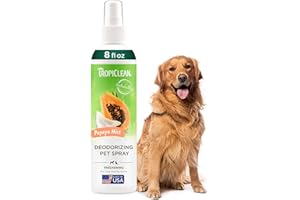 TropiClean Dog Perfume, Long Lasting Papaya Cologne, Deodorizing Spray for Smelly Dogs, After Bath Detangling Spray with Vitamin E, Safe for Cats, 8oz.