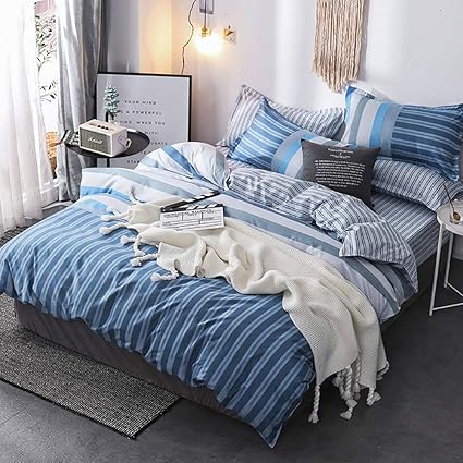 3 Piece Black White Vertical Stripe Comforter Queen Set Pin
