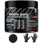 JAOJAO Plastic Restorer Black Trim Restorer Plastic Restore for Cars with Gloves Sponge Faded Black Plastics Car Trim to Like New Finish Long-Lasting Shine Car Restoration, 5.3Oz