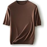 Ciovkis Women's Merino Wool Blend Sweater Fall Winter Crew Neck Short Sleeve First-Line Ready to Wear Seamless Knit Pullover