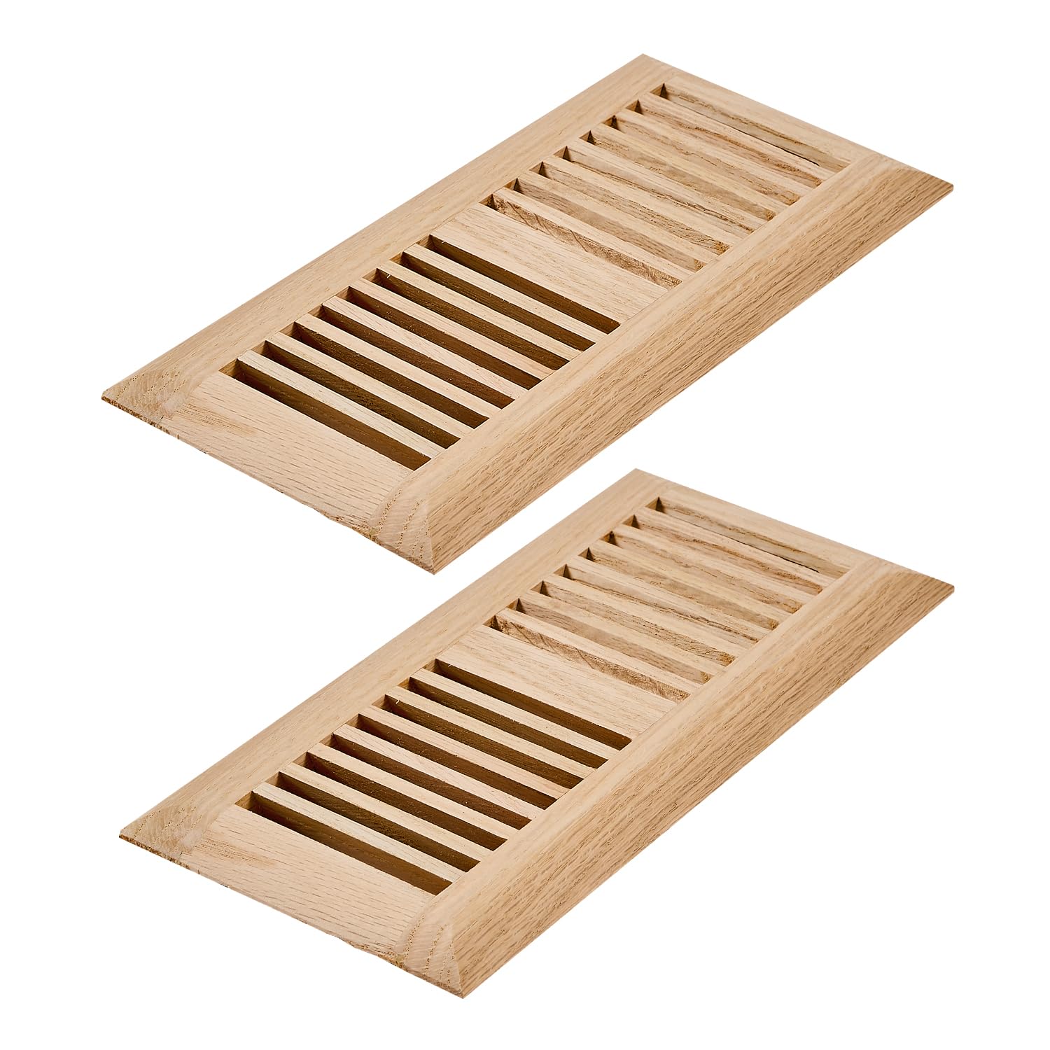 Photo 1 of Razo 2 Pcs Pack Red Oak Wood Floor Register, Drop in Vent Cover with Damper, 4x10 Inch (Duct Opening), Unfinished