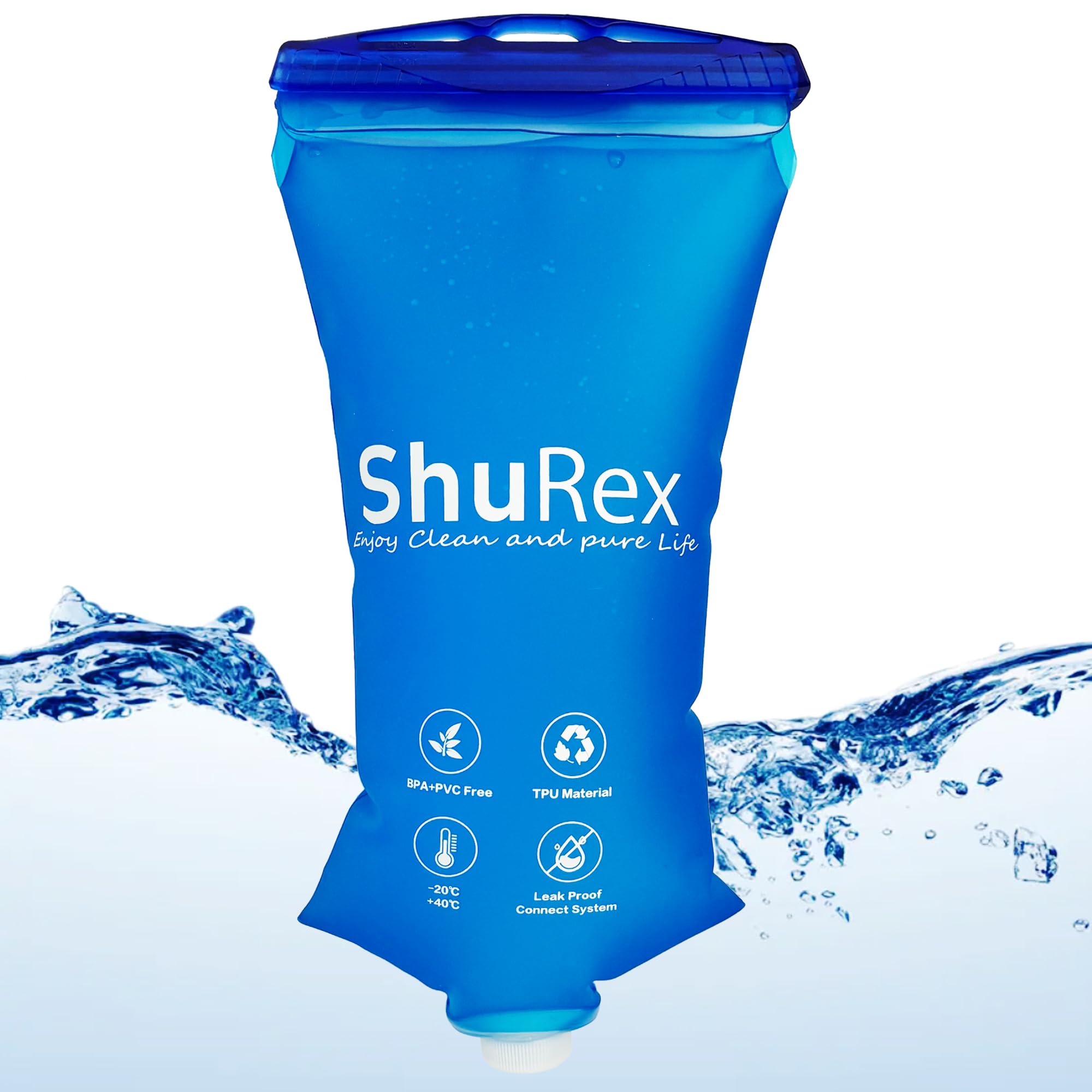 Photo 1 of 2L Water Container Bag for Sawyer Water Filter Straw, Collapsible Water Bottle Bladder Compatible with Membrane Solutions Water Filter Straw, and other Water Flow Purifiers with 28 mm Thread (2L)