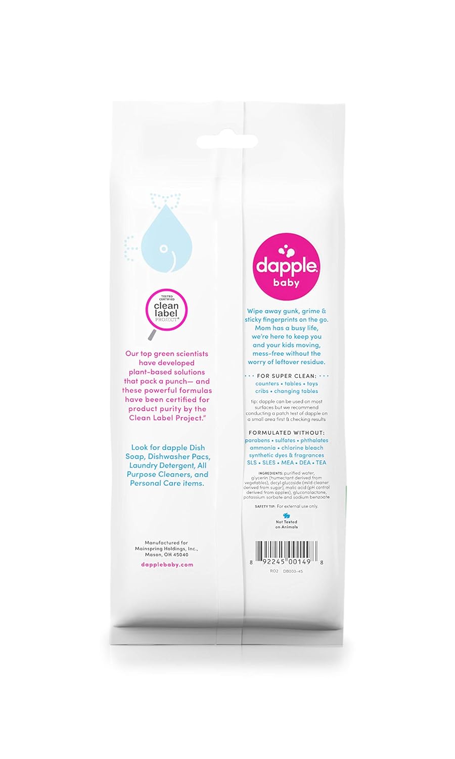 dapple head to toe wipes