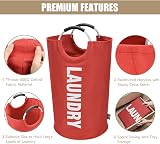 DOKEHOM 90L Large Collapsible Laundry Basket Freestanding Hamper Red view 6